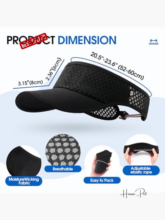 Wide Brim Quick Dry Adjustable Sun Visor Hat for Golf Tennis Pickleball Beach main image 7